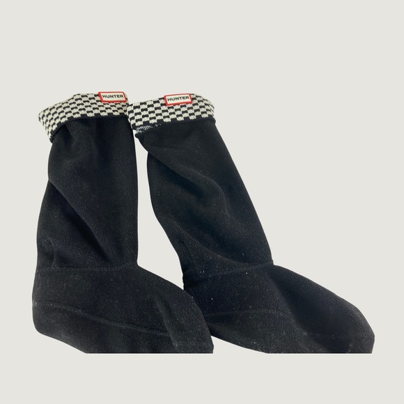 Hunter Accessories - Hunter Boot Liners Women Medium Sz 5-7 Black Checkered Cuff Fleece Liners